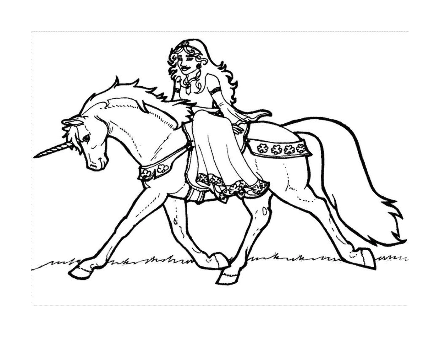  mulher montando um cavalo (desenho) 