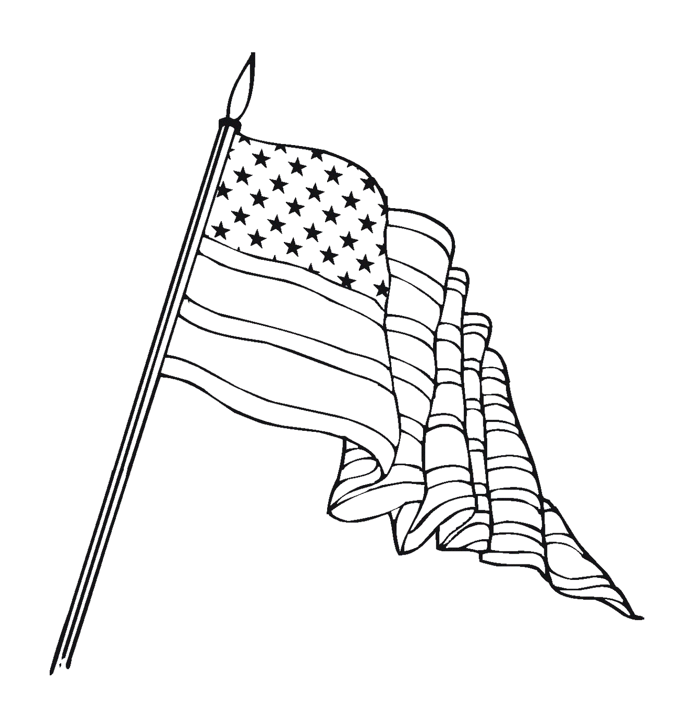  Bandeira americana flutuando ao vento em um mastro 