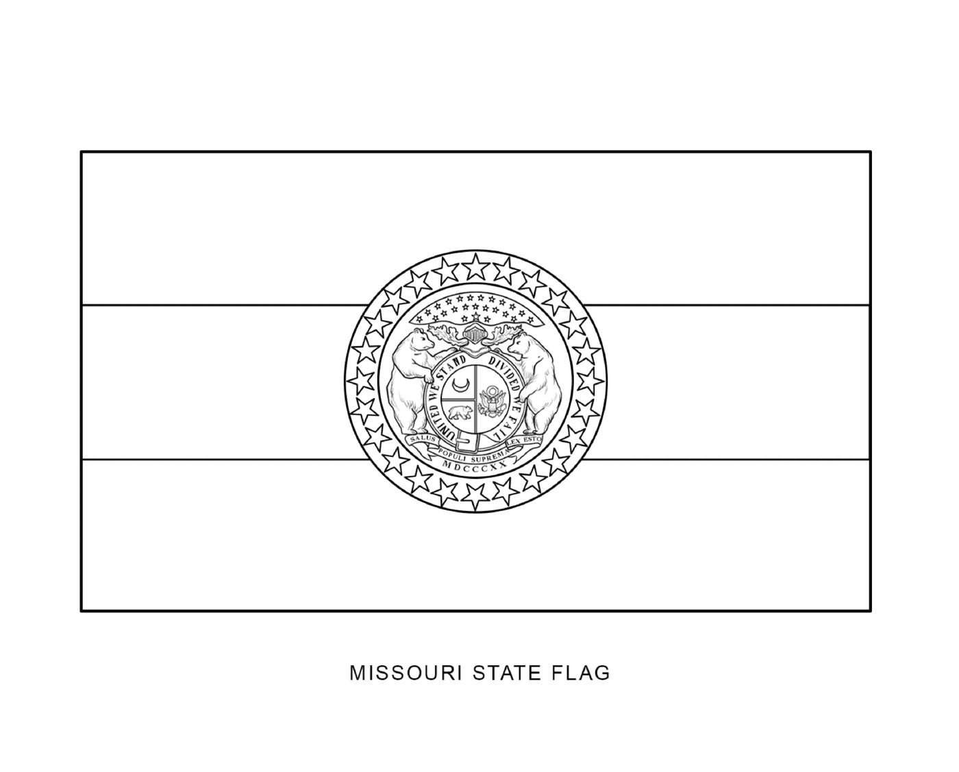  密苏里国旗,用黑墨画画 