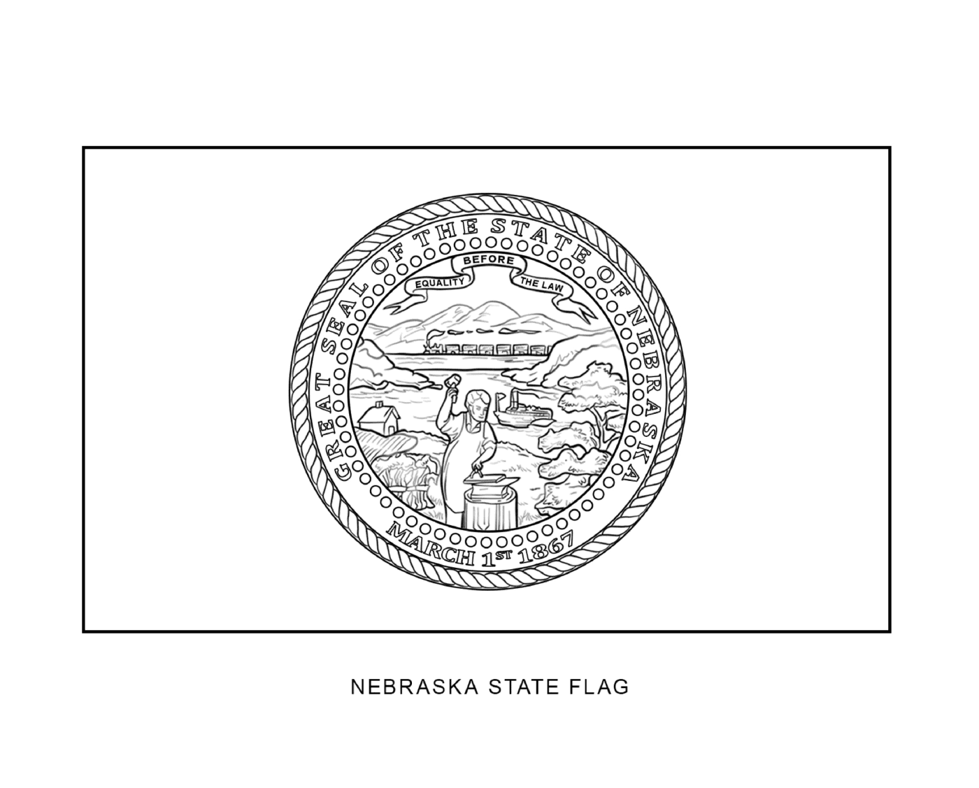  नेब्रास्का राज्य का फ्लैग काला और सफेद रंग में किया हुआ है 