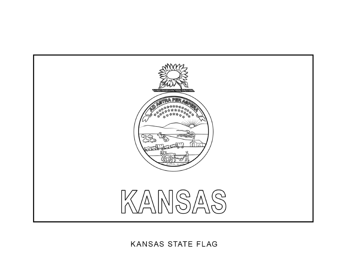  Bandeira do estado do Kansas em preto e branco 