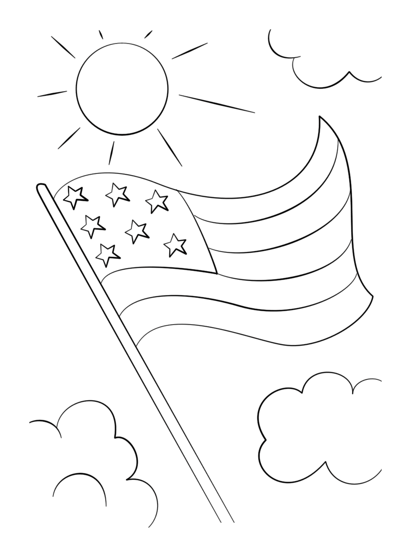  星星飘在天空的美国国旗 
