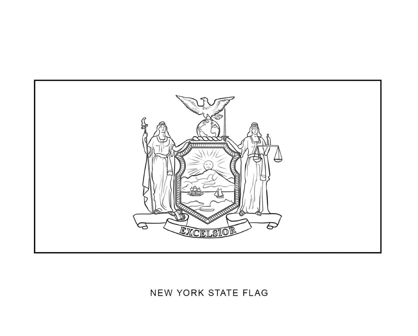  Bandeira do estado de Nova York desenhada em tinta preta 