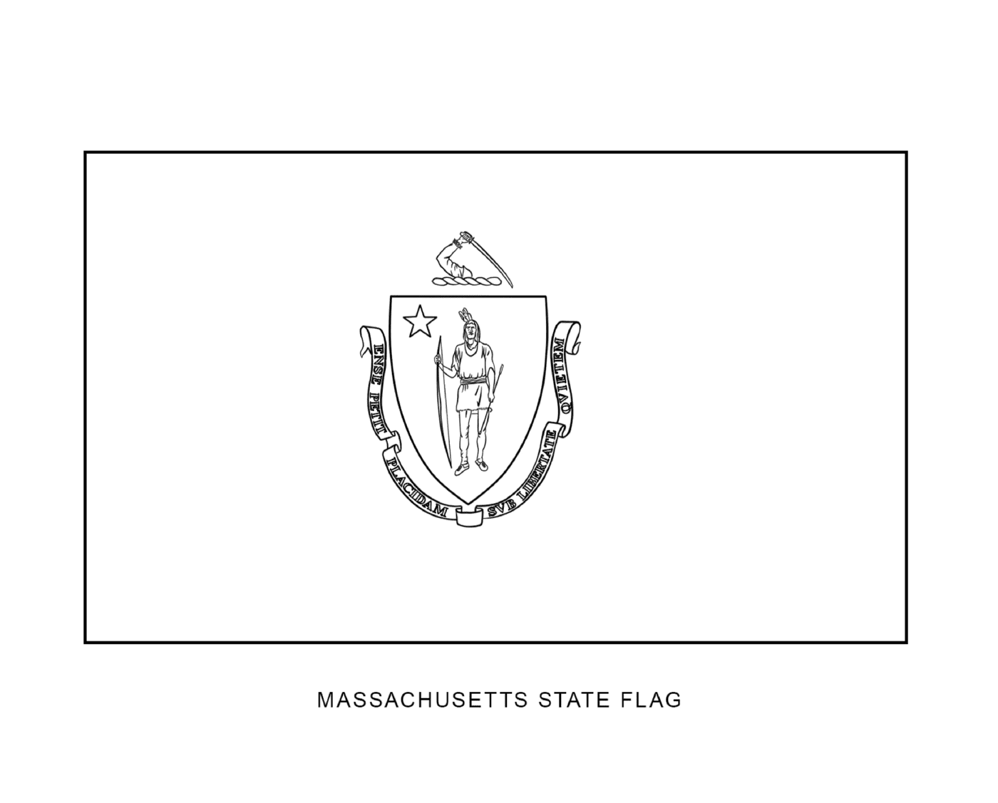  Bandeira do estado de Massachusetts em preto e branco 