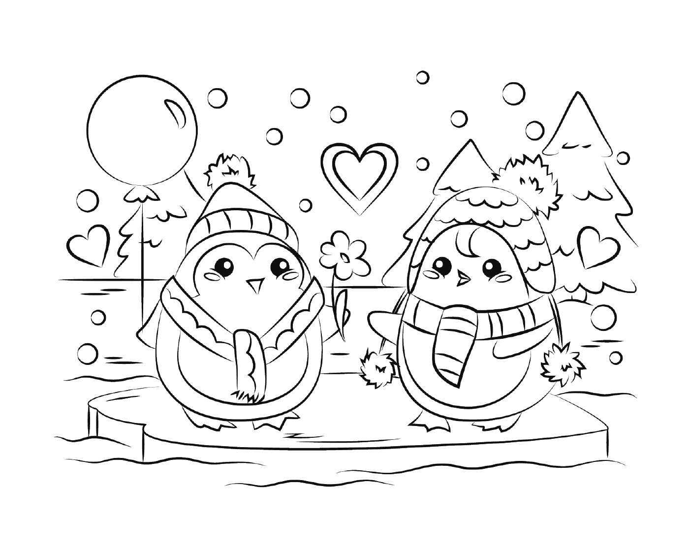  Pinguins de amor, neve macia 