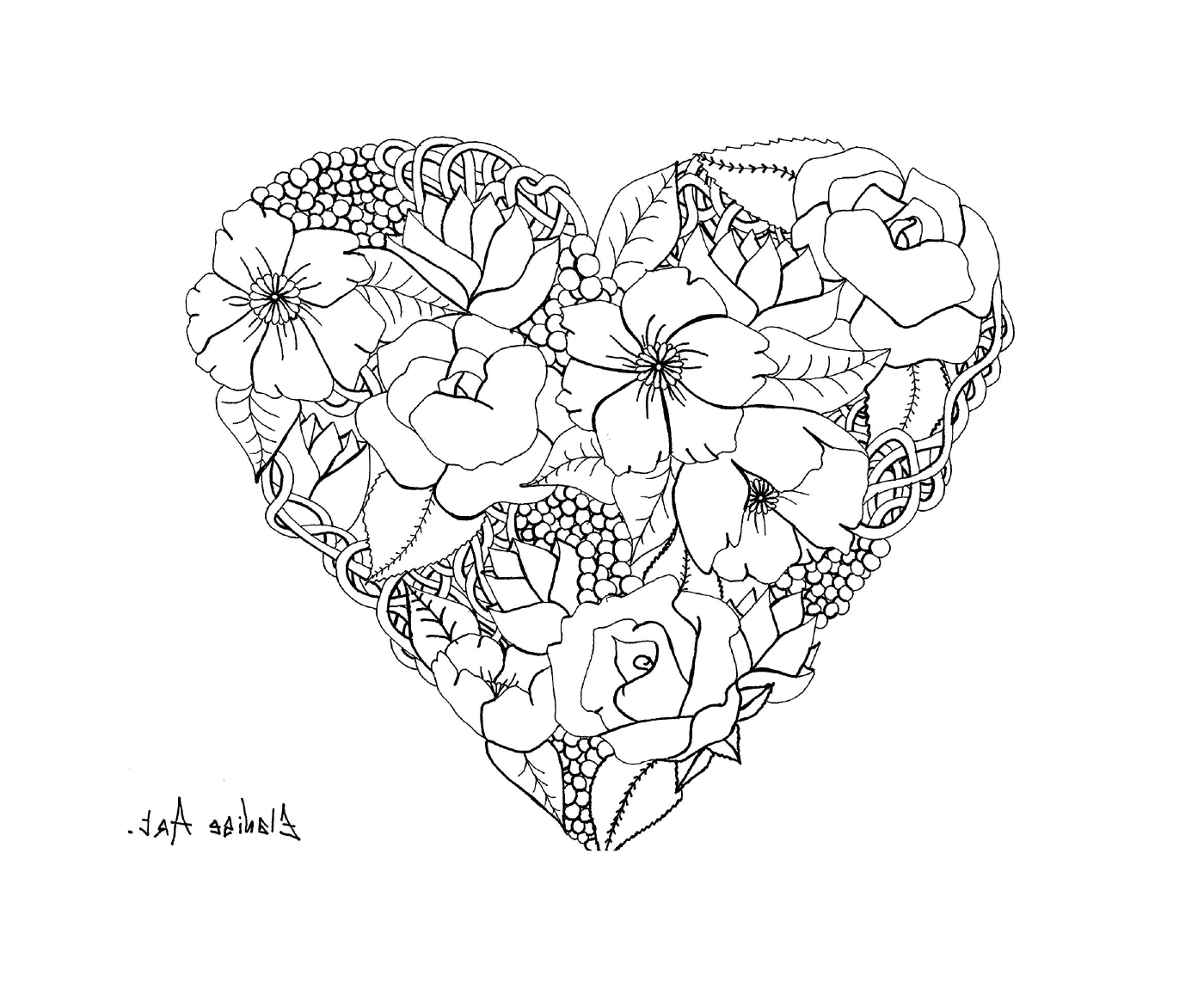 Mandala, coração florido, Dia dos Namorados 