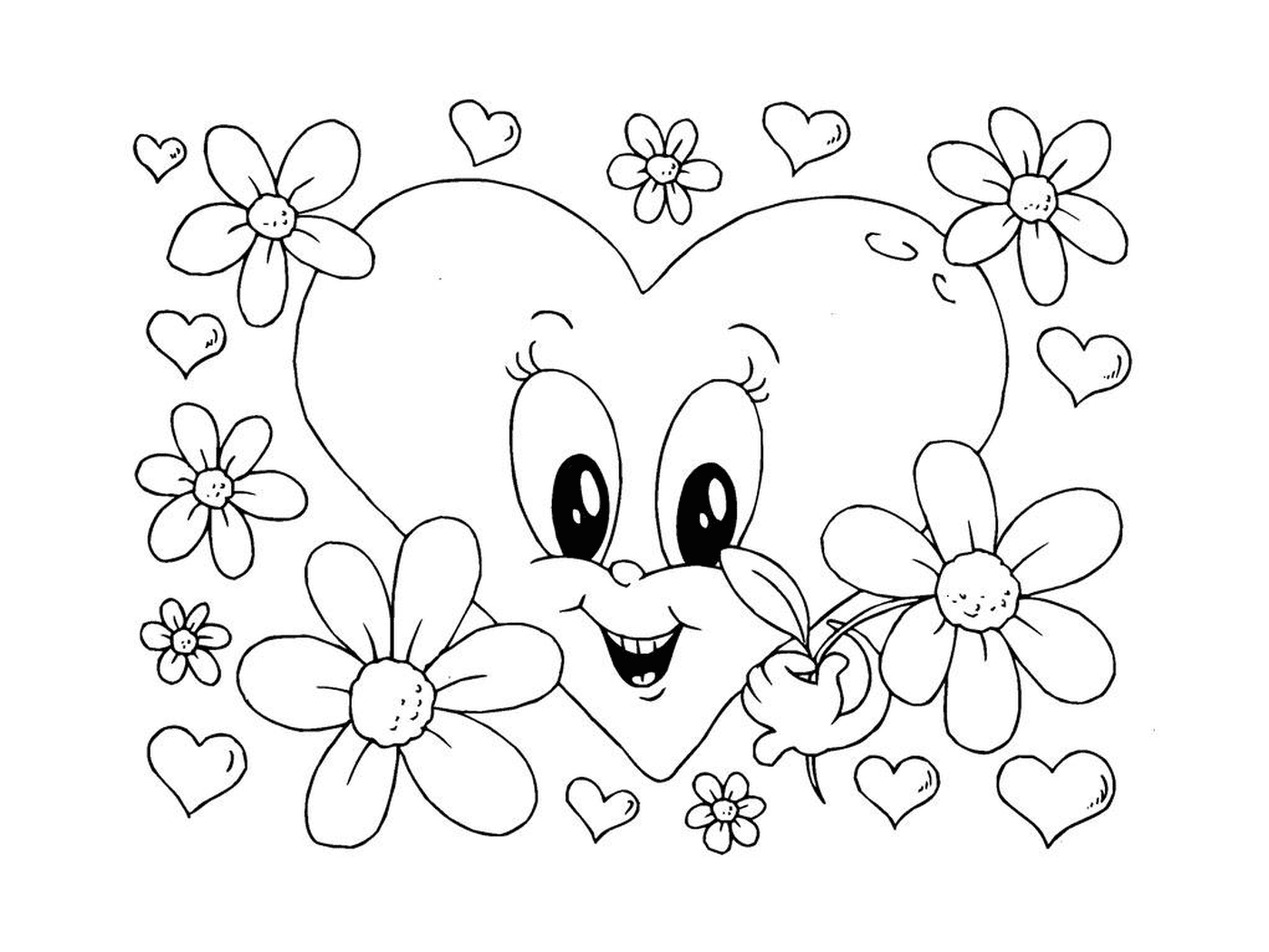  Um coração e flores 