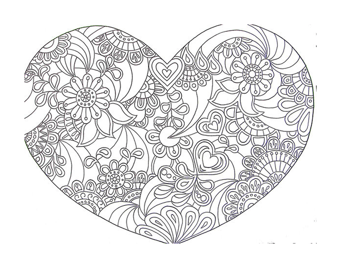  Uma mandala de coração com flores 