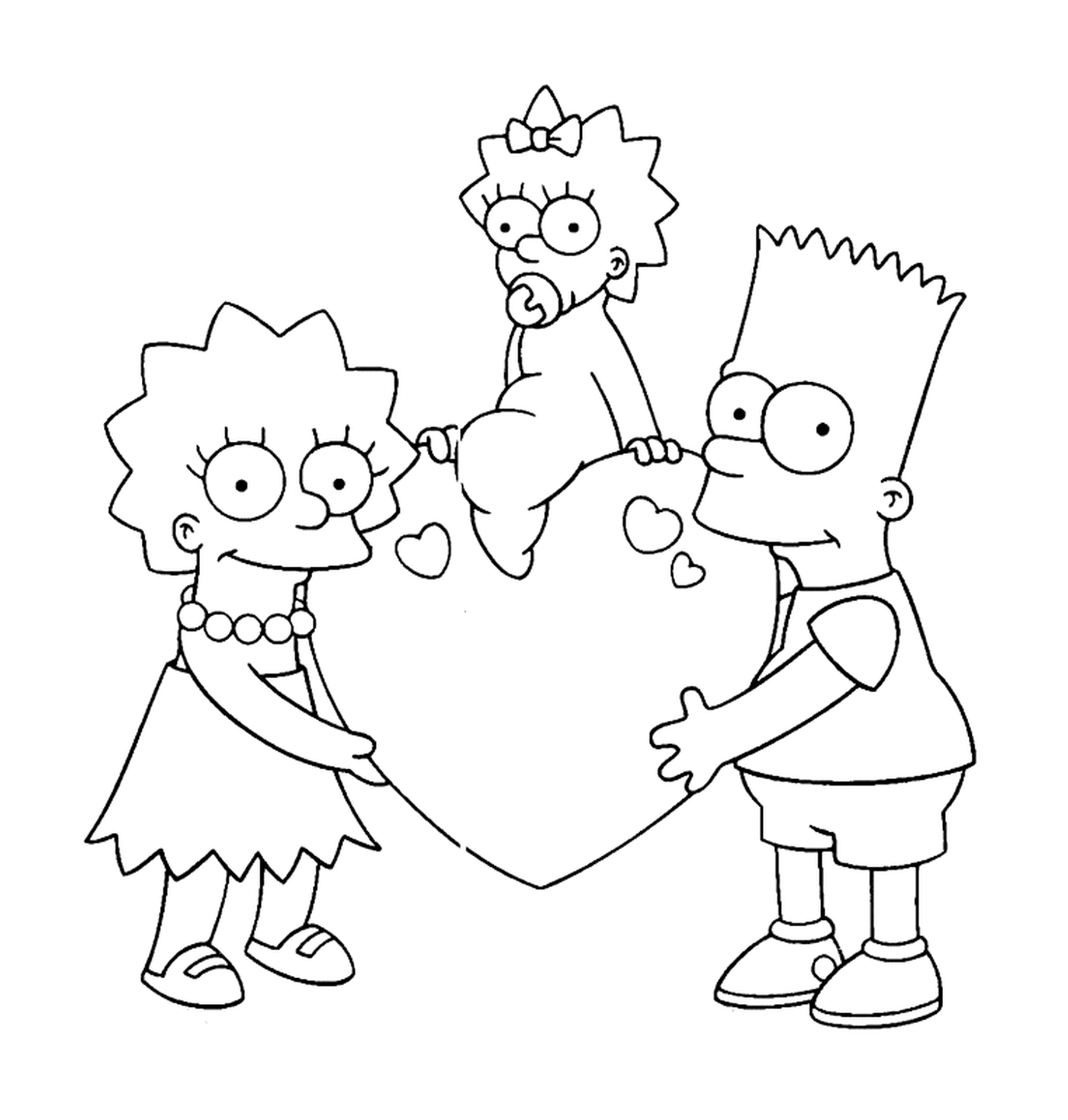  Os Simpsons segurando um coração com Maggie 