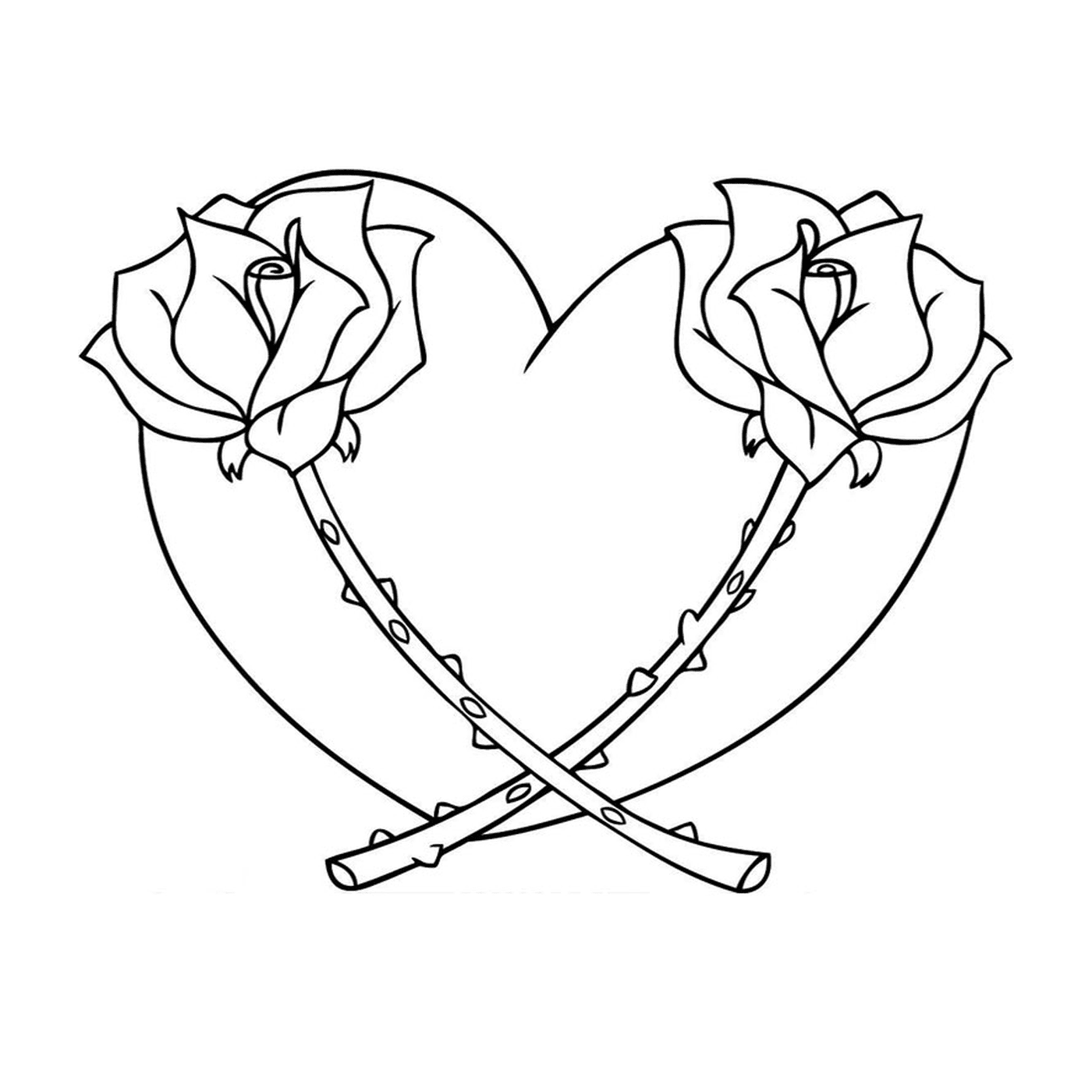  Duas rosas em forma de coração 