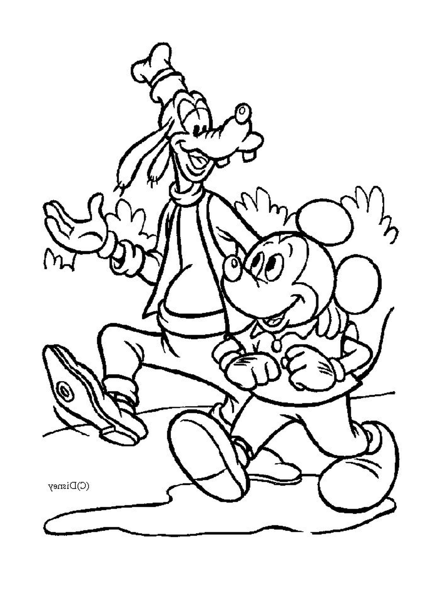 Mickey e seu amigo Dingo estão andando por aí 