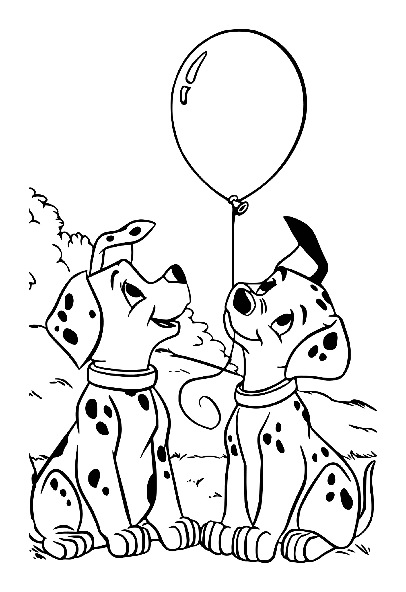  Dois Dálmatas estão assistindo a um balão 