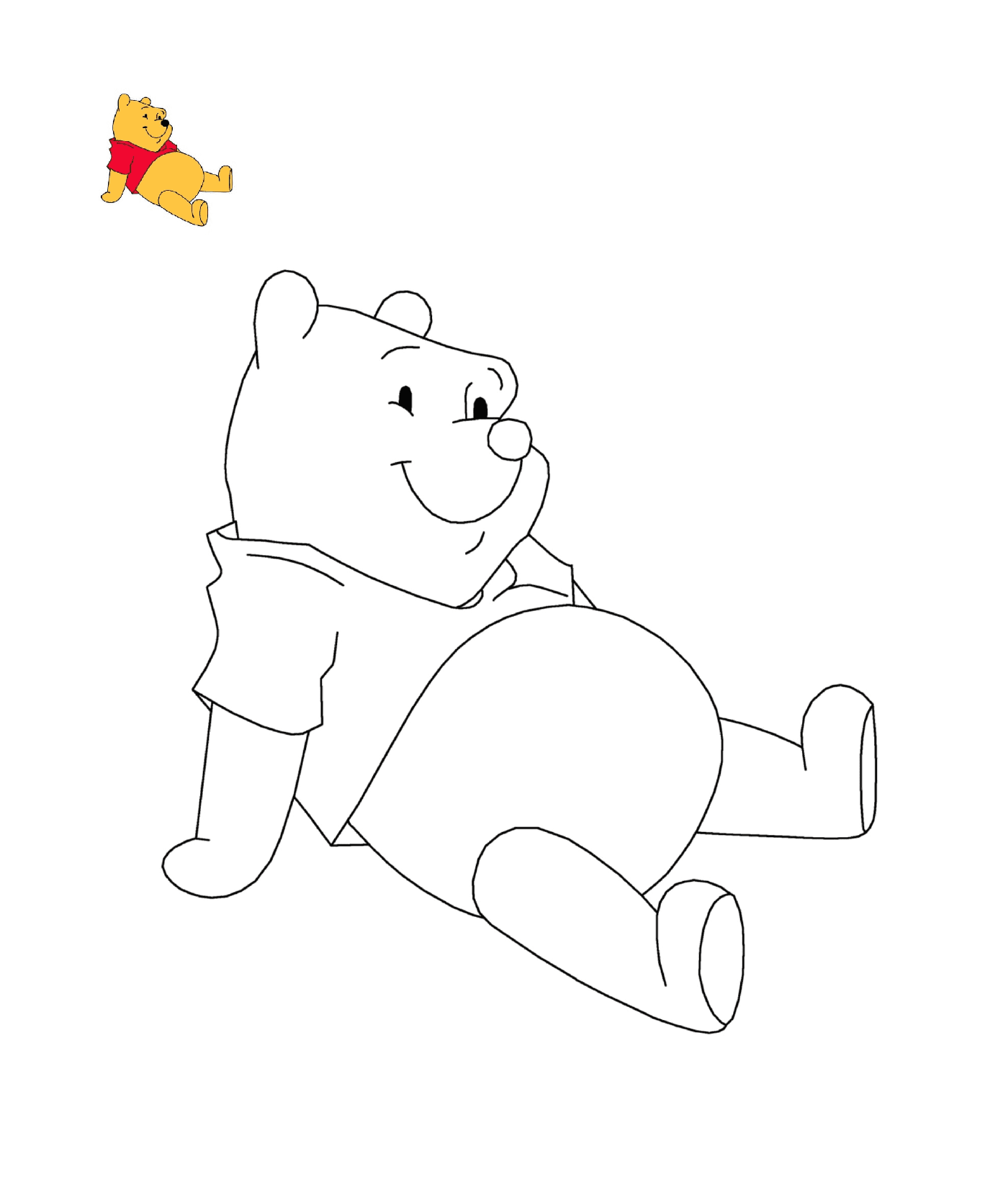  Winnie o urso está sentado no chão 