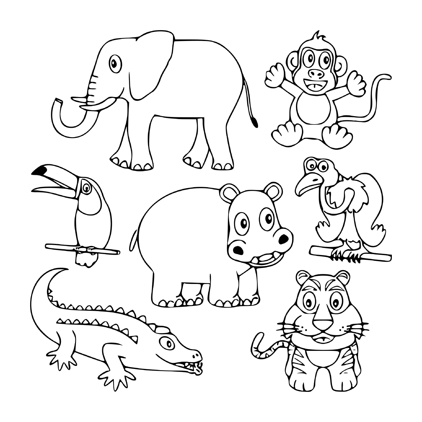  Um conjunto de animais de zoológico 