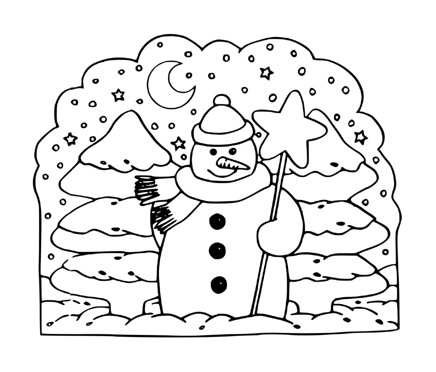  树旁的雪人 