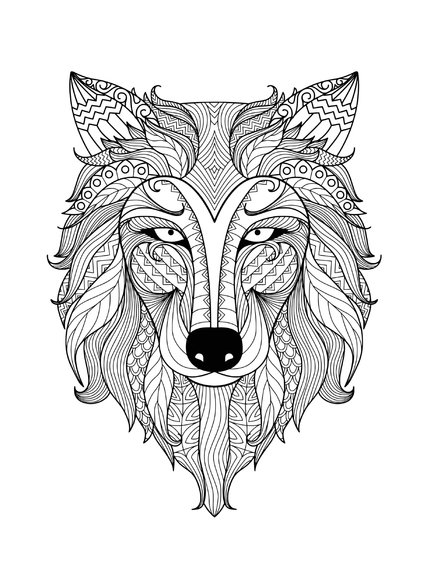  Wolf mandala zentangle 