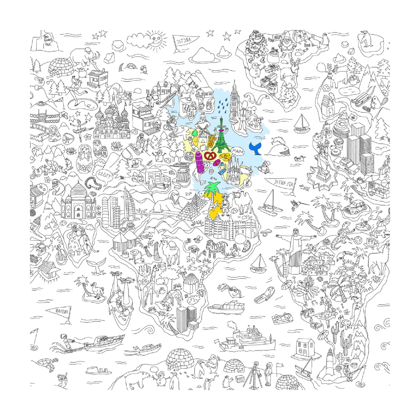  Mapa gigante do mundo para colorir 