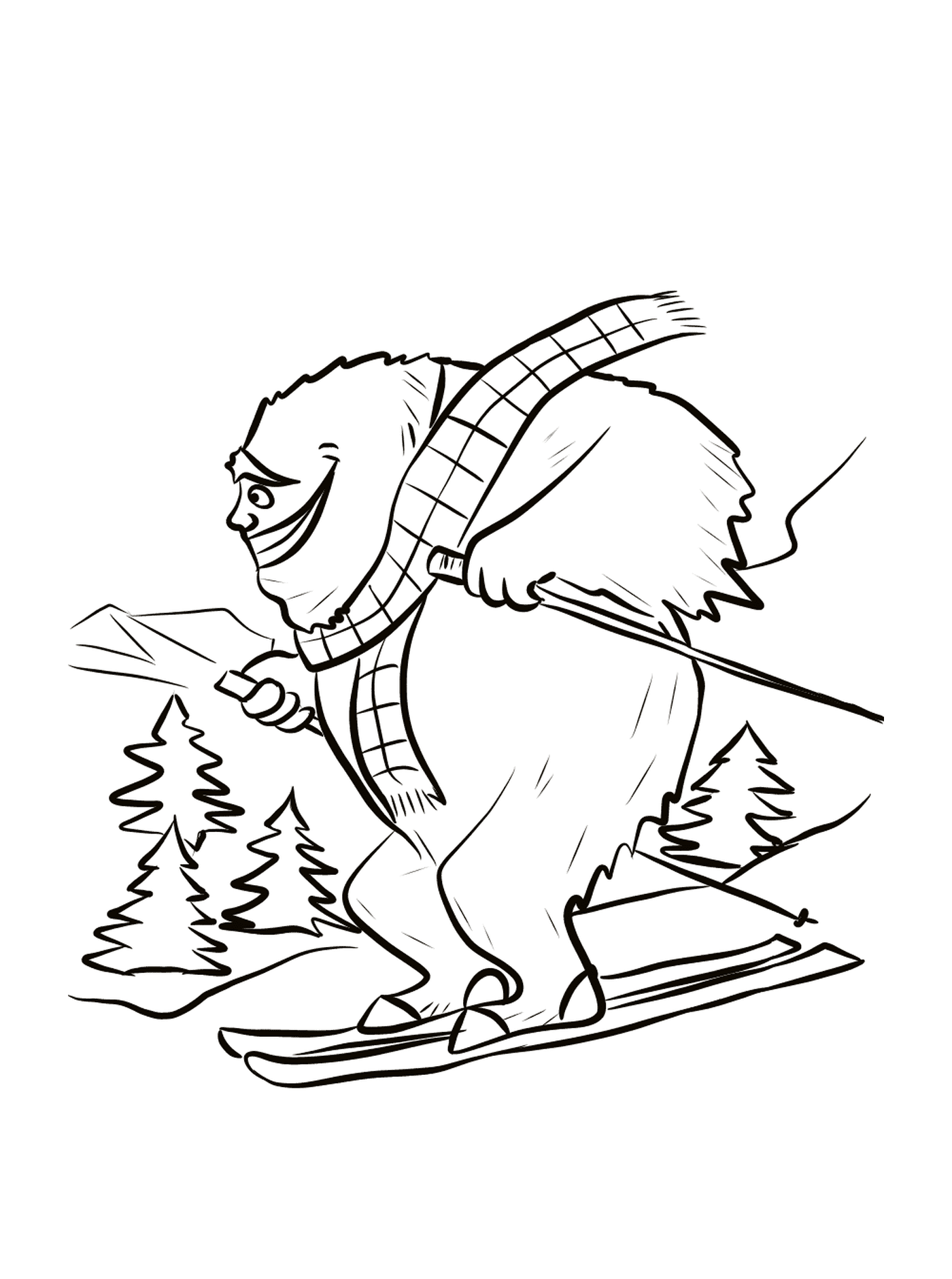  北极熊滑雪 