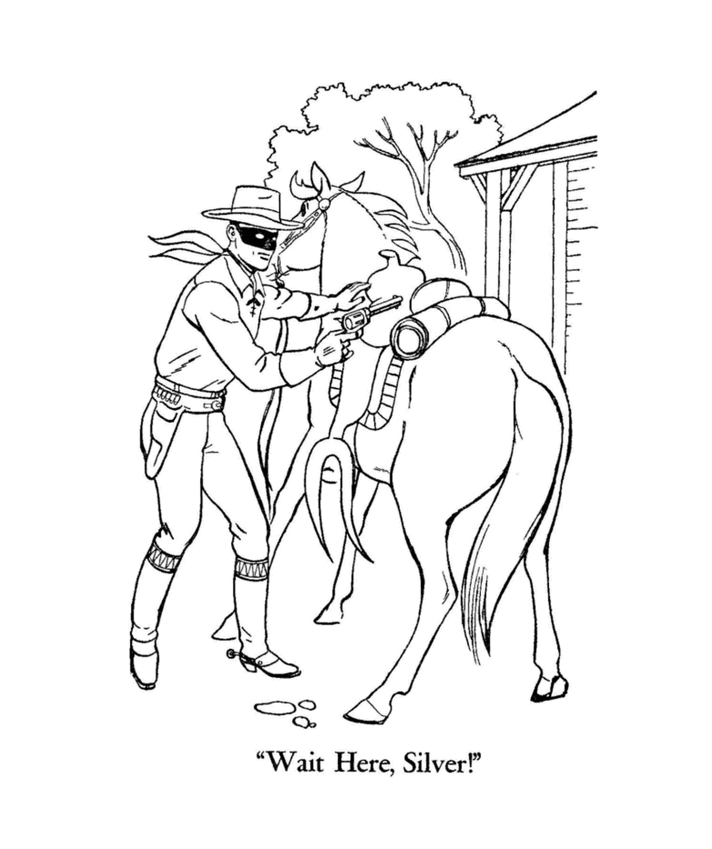  Zorro com um rifle e seu cavalo 