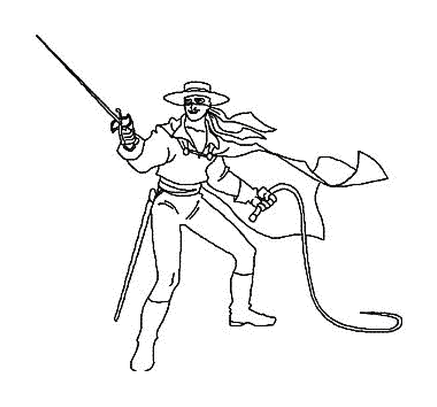  Zorro com seu chicote e espada 
