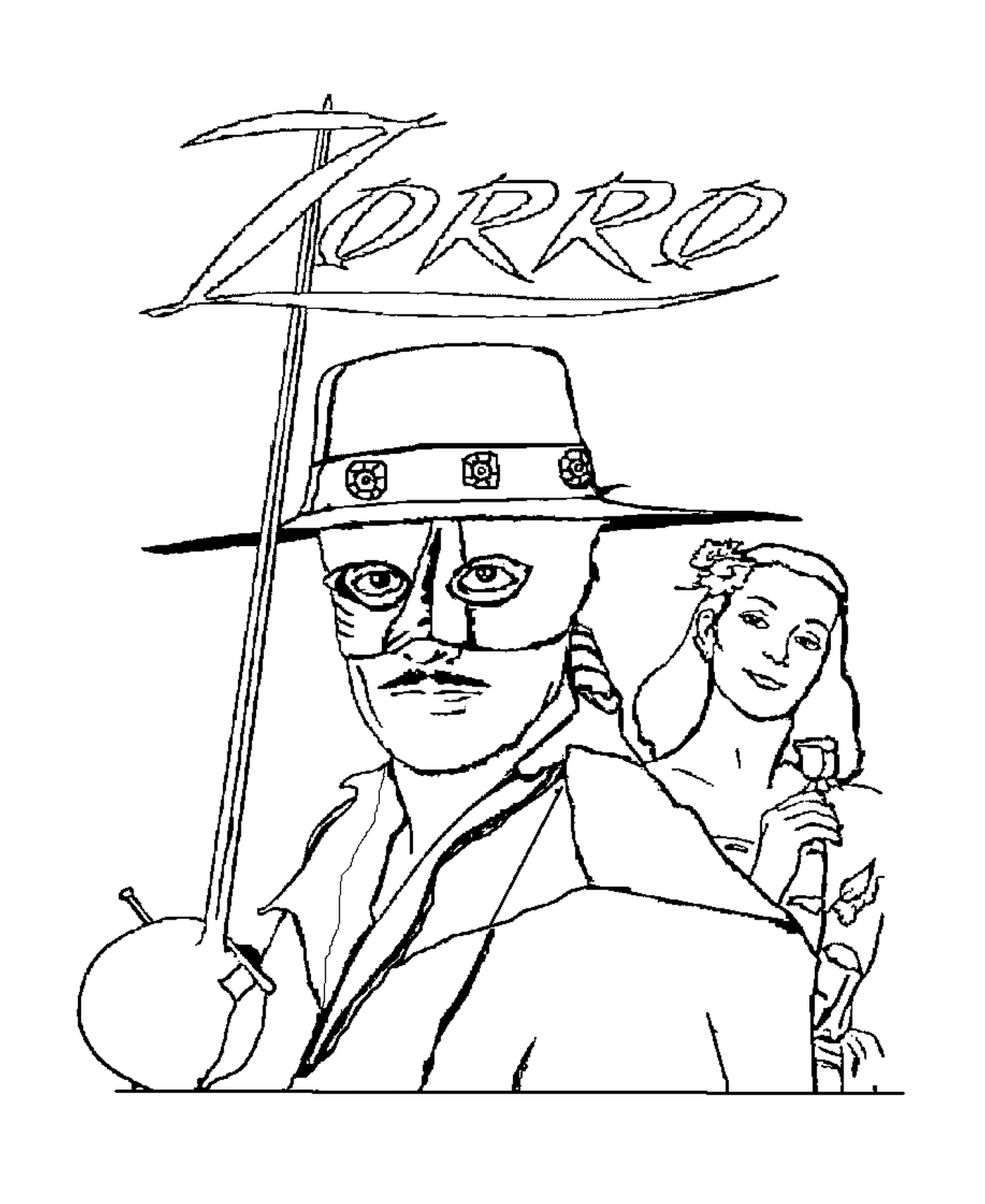  Zorro o vigilante mascarado e um homem 