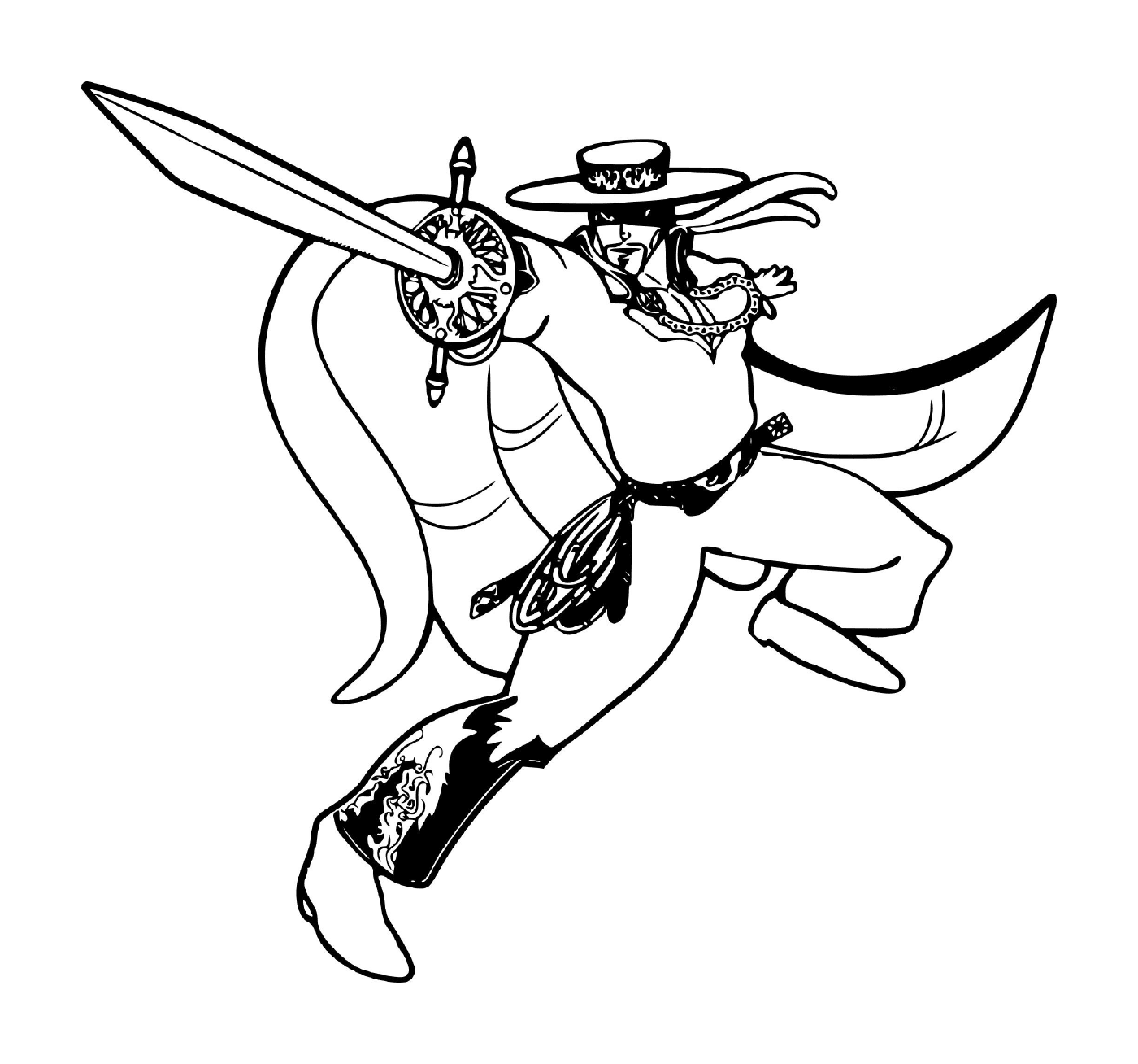  Zorro a raposa vigilante mascarado segurando uma espada 